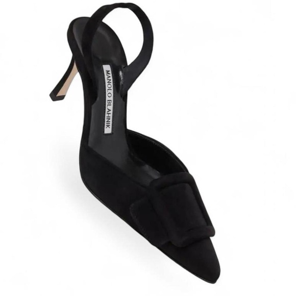 Manolo Blahnik Shoes - Manolo Blahnik Black Suede Slingback Pumps – Size 37 (Approx. US 7)